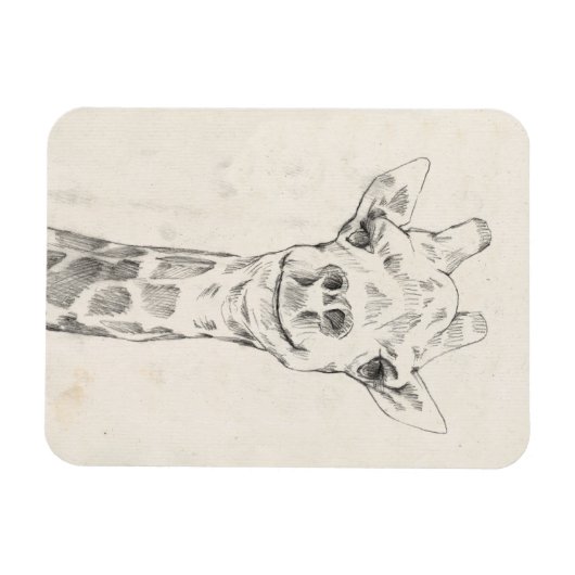 Giraffe Portrait Sketch Magneet (Horizontaal)