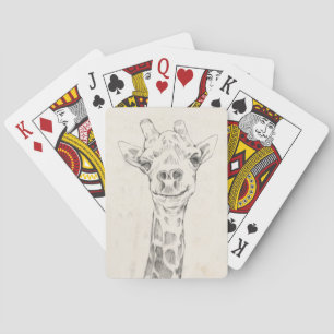 Giraffe Portrait Sketch Pokerkaarten