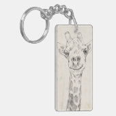 Giraffe Portrait Sketch Sleutelhanger (Voorkant Links)
