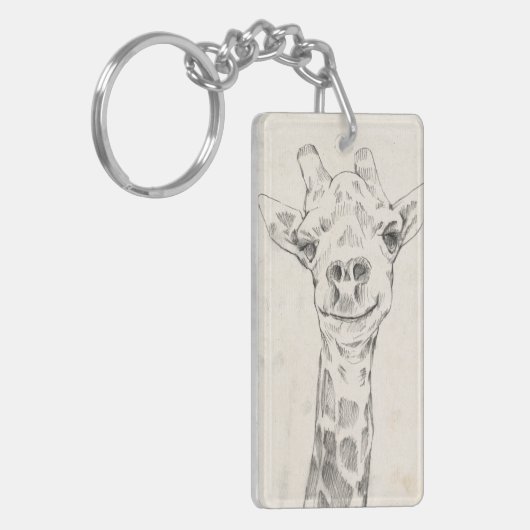 Giraffe Portrait Sketch Sleutelhanger (Voorkant Links)