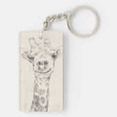 Giraffe Portrait Sketch Sleutelhanger (achterkant)