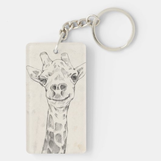 Giraffe Portrait Sketch Sleutelhanger (achterkant)
