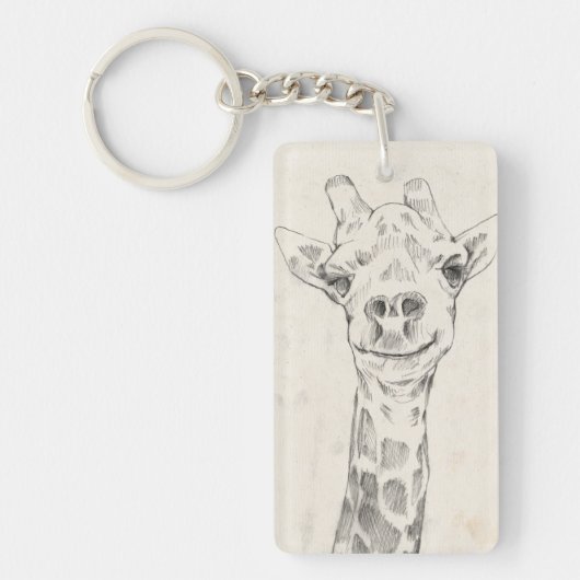 Giraffe Portrait Sketch Sleutelhanger (Voorkant)