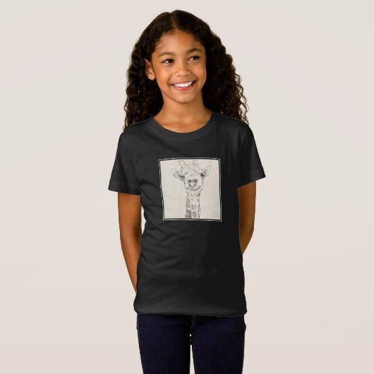 Giraffe Portrait Sketch T-shirt (Voorkant volledig)
