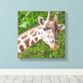 Giraffe Portrait - Verpakt Canvas Afdruk (Insitu (Houten vloer))