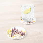 Giraffe Portrait Zandsteen Onderzetter (Zijkant)