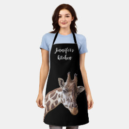 Giraffe Portret Foto Persoonlijke naam Schort