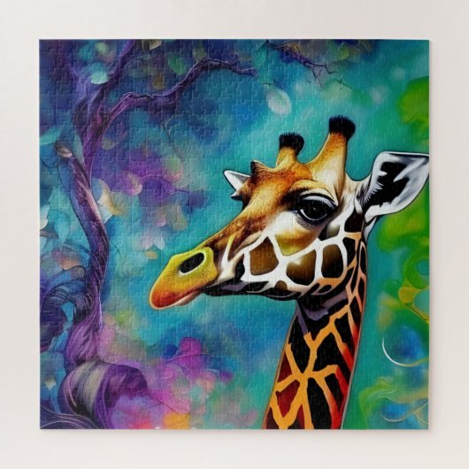 Giraffe Portret Kleurrijk Legpuzzel (Verticaal)