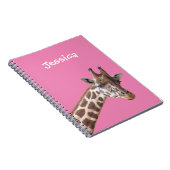 Giraffe Portret op roze meisjesnaam Notitieboek (Rechterzijde)