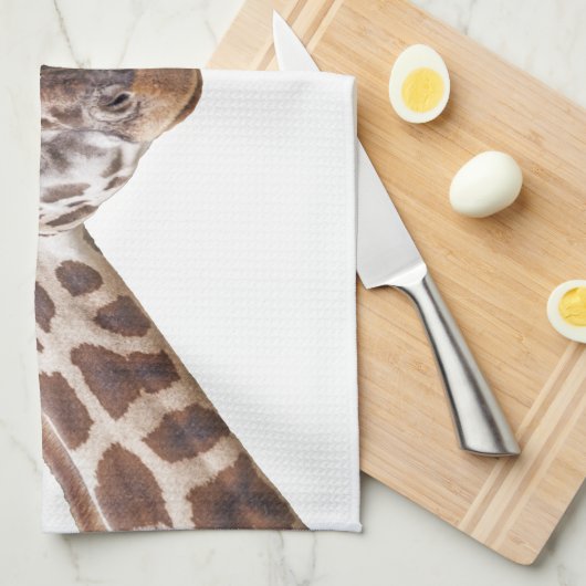 Giraffe Portret op witte gepersonaliseerde naam Theedoek (Quarter Fold)