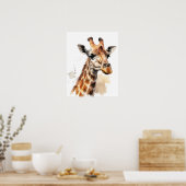 Giraffe Portret Waterverf Poster (Keuken)