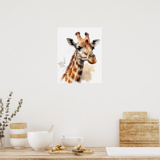 Giraffe Portret Waterverf Poster (Keuken)