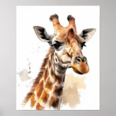 Giraffe Portret Waterverf Poster (Voorkant)