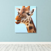 Giraffe Portretcanvas print (Insitu (Houten vloer))
