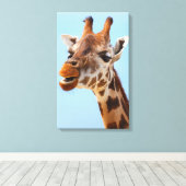 Giraffe Portretcanvas print (Insitu (Houten vloer))