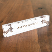 Giraffe portretteert Gepersonaliseerde naam Naambordje (Zijkant)