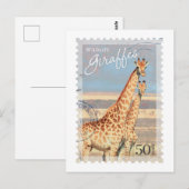  Giraffe Postzegel Briefkaart (Voorkant / Achterkant)