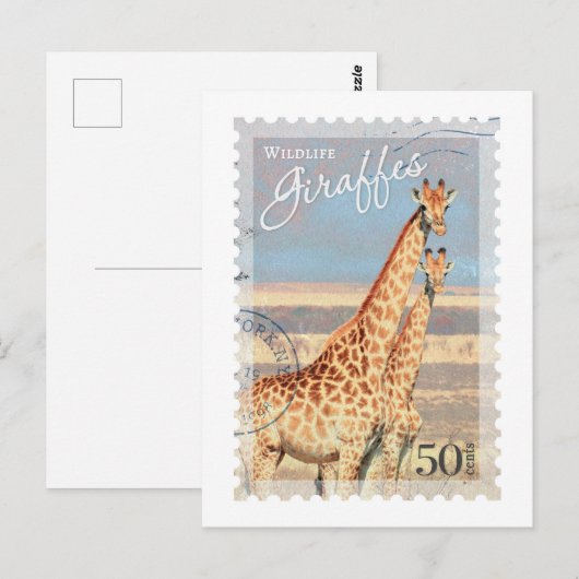 Giraffe Postzegel Briefkaart (Voorkant / Achterkant)