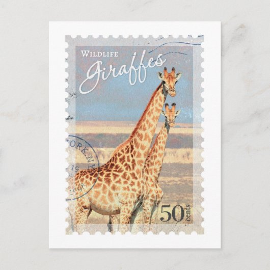  Giraffe Postzegel Briefkaart (Voorkant)