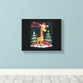 Giraffe Prettig Kerst Kerstboom Lichtfeest Santa G Canvas Afdruk (Insitu (Houten vloer))
