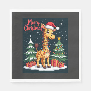 Giraffe Prettig Kerst Kerstboom Verlichting Kerstm Servet