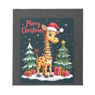Giraffe Prettig kerstboomverlichtingsfeest Kerstma Notitieblok