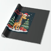 Giraffe Prettig Kerstmis Kerstboom Verlichting Ker Cadeaupapier (Uitgerold)