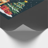 Giraffe Prettig Kerstmis Kerstboom Verlichting Ker Cadeaupapier (Hoek)