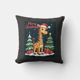Giraffe Prettige Kerst Boomverlichting Kerstman Gi Kussen