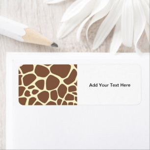 Giraffe Print, bruine Giraffe, Animal Print, Oerwo Etiket