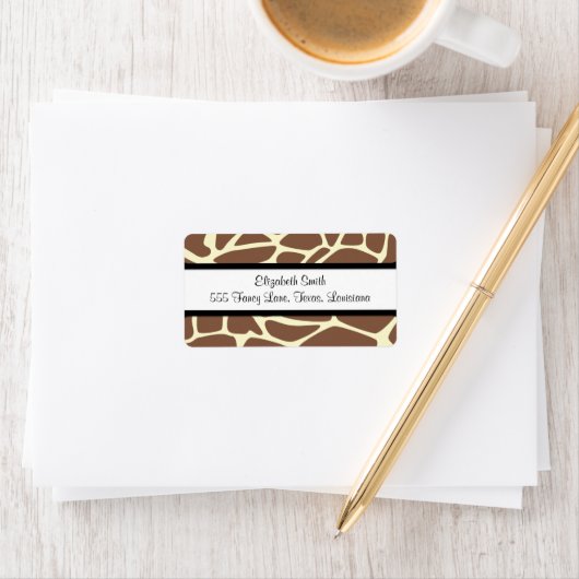 Giraffe Print, bruine Giraffe, Animal Print, Oerwo Etiket (Insitu)