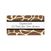 Giraffe Print, bruine Giraffe, Animal Print, Oerwo Etiket (Voorkant)