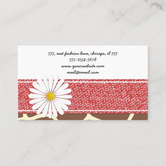 Giraffe Print, bruine Giraffe, Animal Print, Oerwo Visitekaartje (Achterkant)