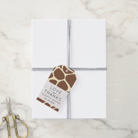 Giraffe Print, bruine Giraffe, wilde dieren, bruil Cadeaulabel (Met Touw)