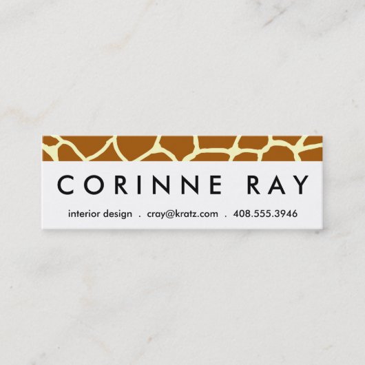 Giraffe Print Classic Brown Yellow Animal Pattern Mini Visitekaartje (Voorkant)