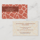 Giraffe Print Designer Visitekaartje: Koraal Visitekaartje (Voorkant / Achterkant)
