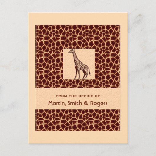 Giraffe Print gepersonaliseerde zaken Briefkaart (Voorkant)