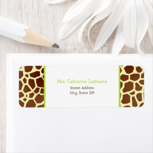 Giraffe Print & Groen Adreslabel Sticker (Insitu)