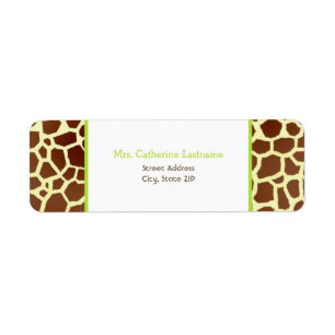 Giraffe Print & Groen Adreslabel Sticker