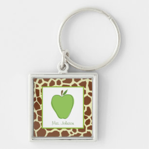 Giraffe print groene Apple persoonlijke leraar Sleutelhanger