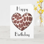 Giraffe Print Hart Verjaardag Kaart (Gele Bloem)