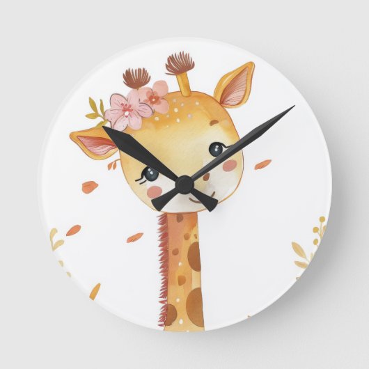 Giraffe Print Houten Bureauklok Ronde Klok (Voorkant)