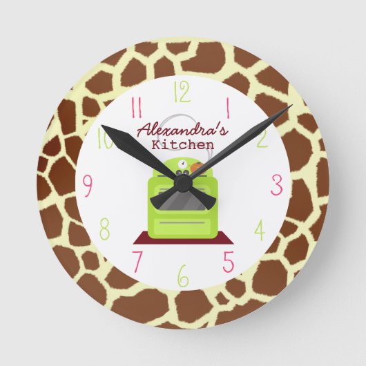 Giraffe Print Kitchen Clock Ronde Klok (Voorkant)