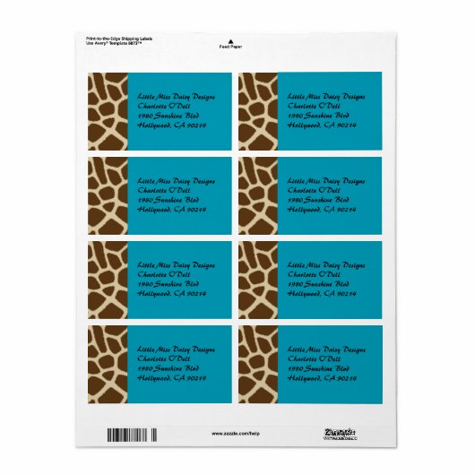 Giraffe Print Labels (Full Sheet)
