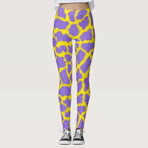 Giraffe Print Leggings met Paarse achtergrond