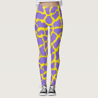 Giraffe Print Leggings met Paarse achtergrond