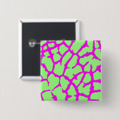 Giraffe Print Mint Fuchsia Vierkante Button 5,1 Cm (Voorkant /achterkant)