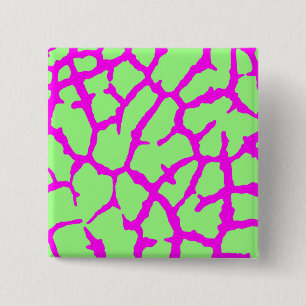 Giraffe Print Mint Fuchsia Vierkante Button 5,1 Cm