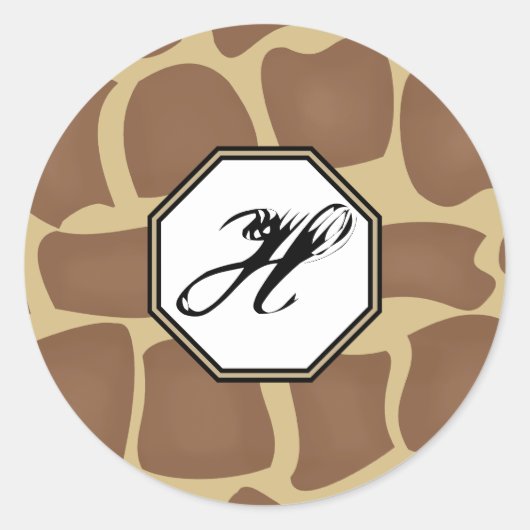 Giraffe Print Monogram Stickers (Voorkant)