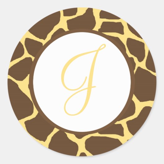 Giraffe Print Monogrammed Stickers (Voorkant)